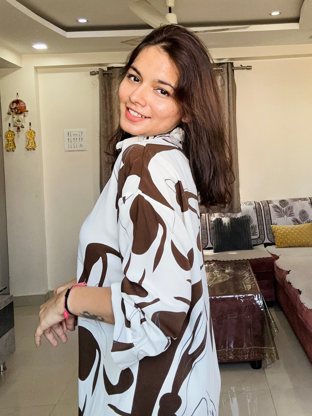 Mocha Abstract Oversized Shirt