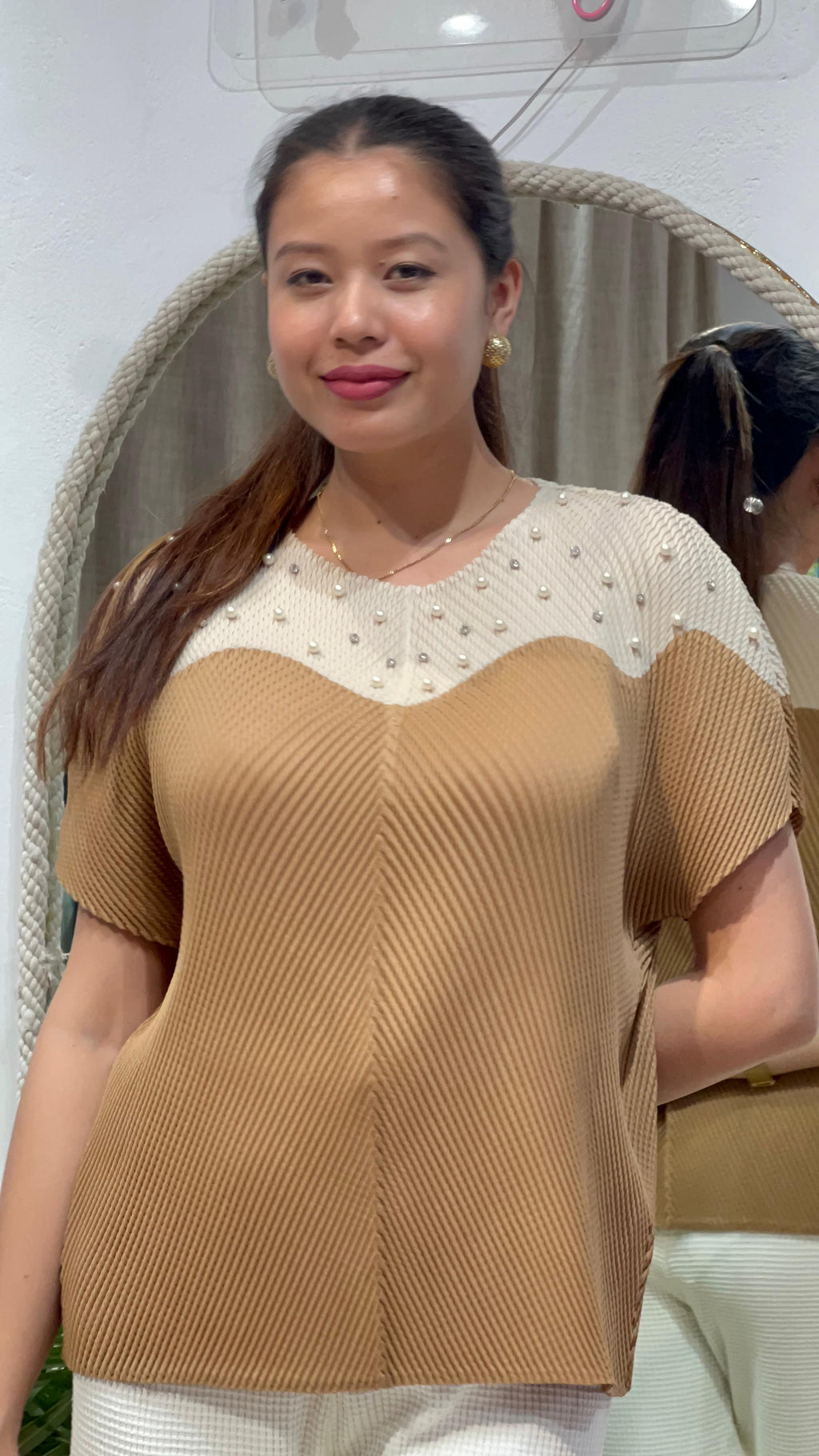 Aurora Pearl Pleat Blouse