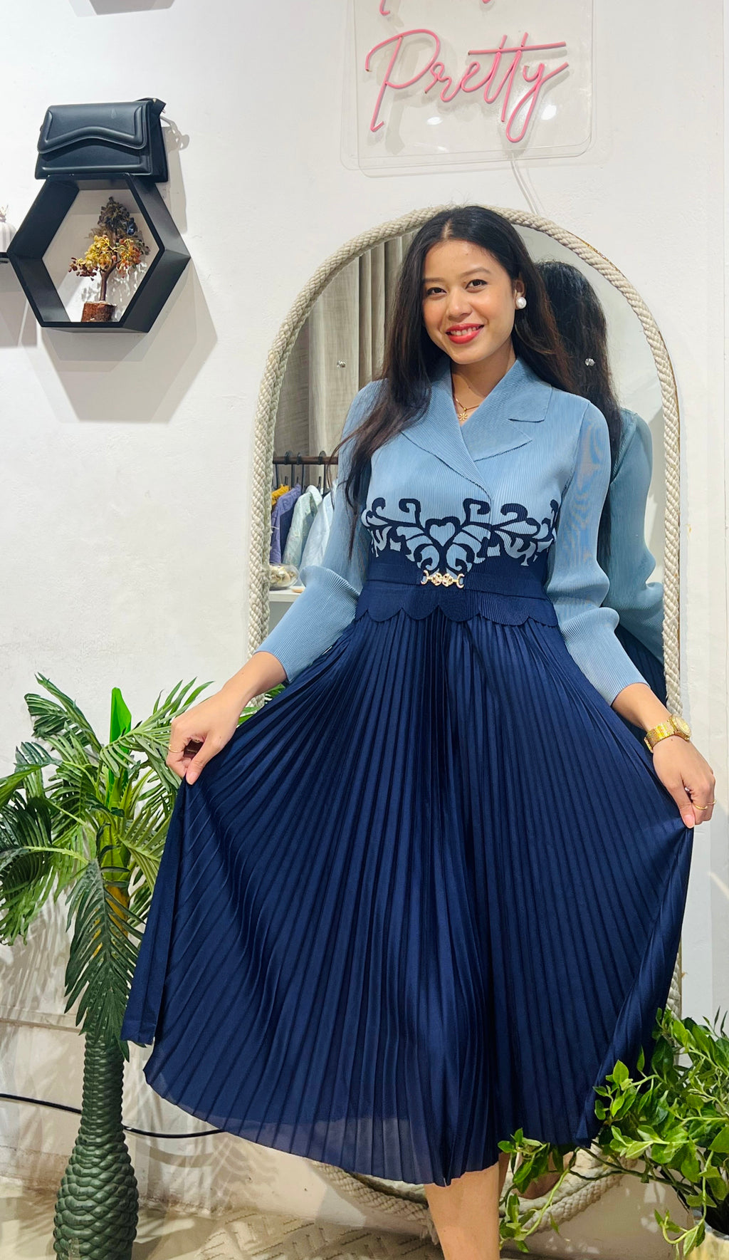 The Pleated Lapel Dress