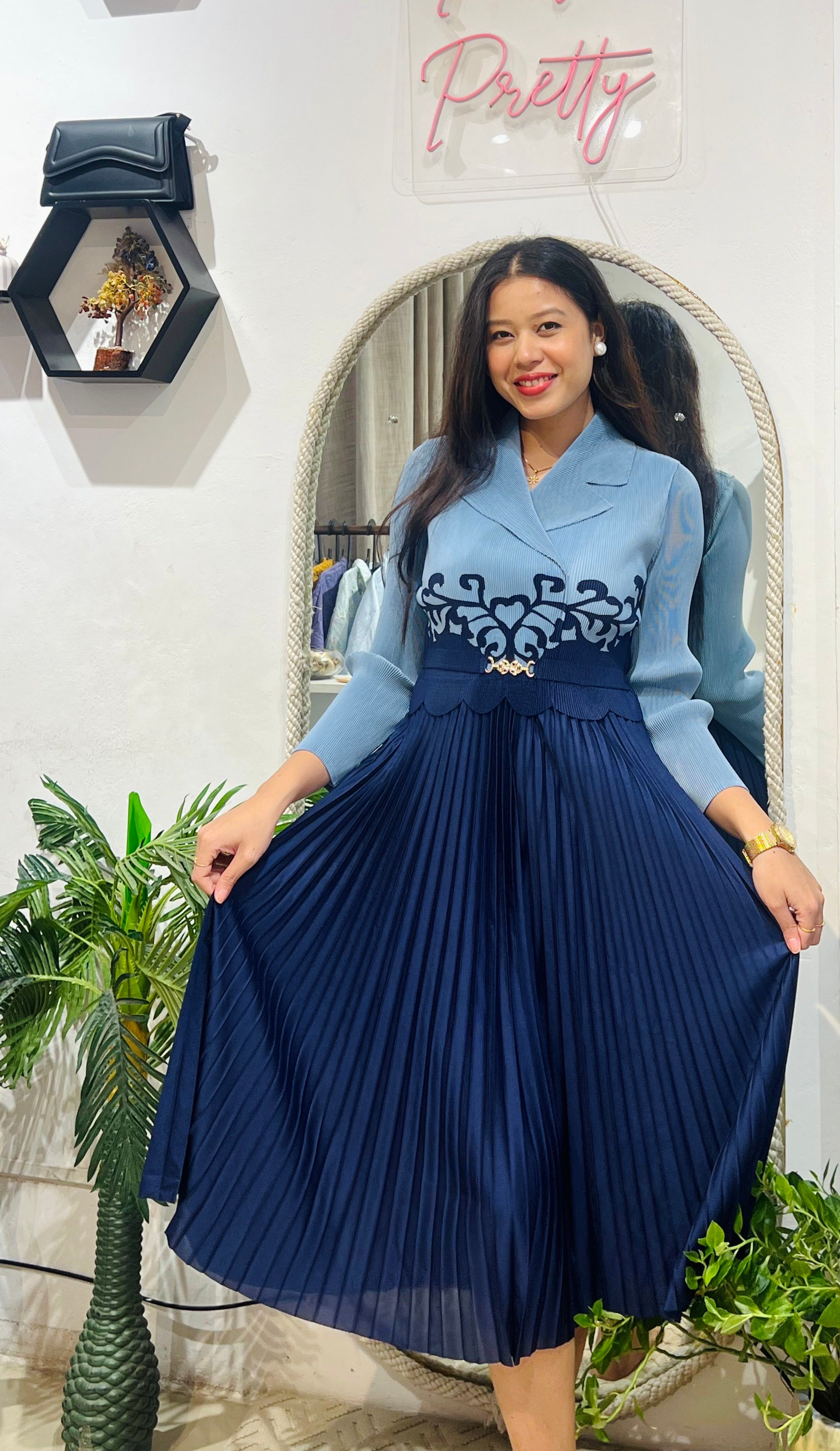 The Pleated Lapel Dress