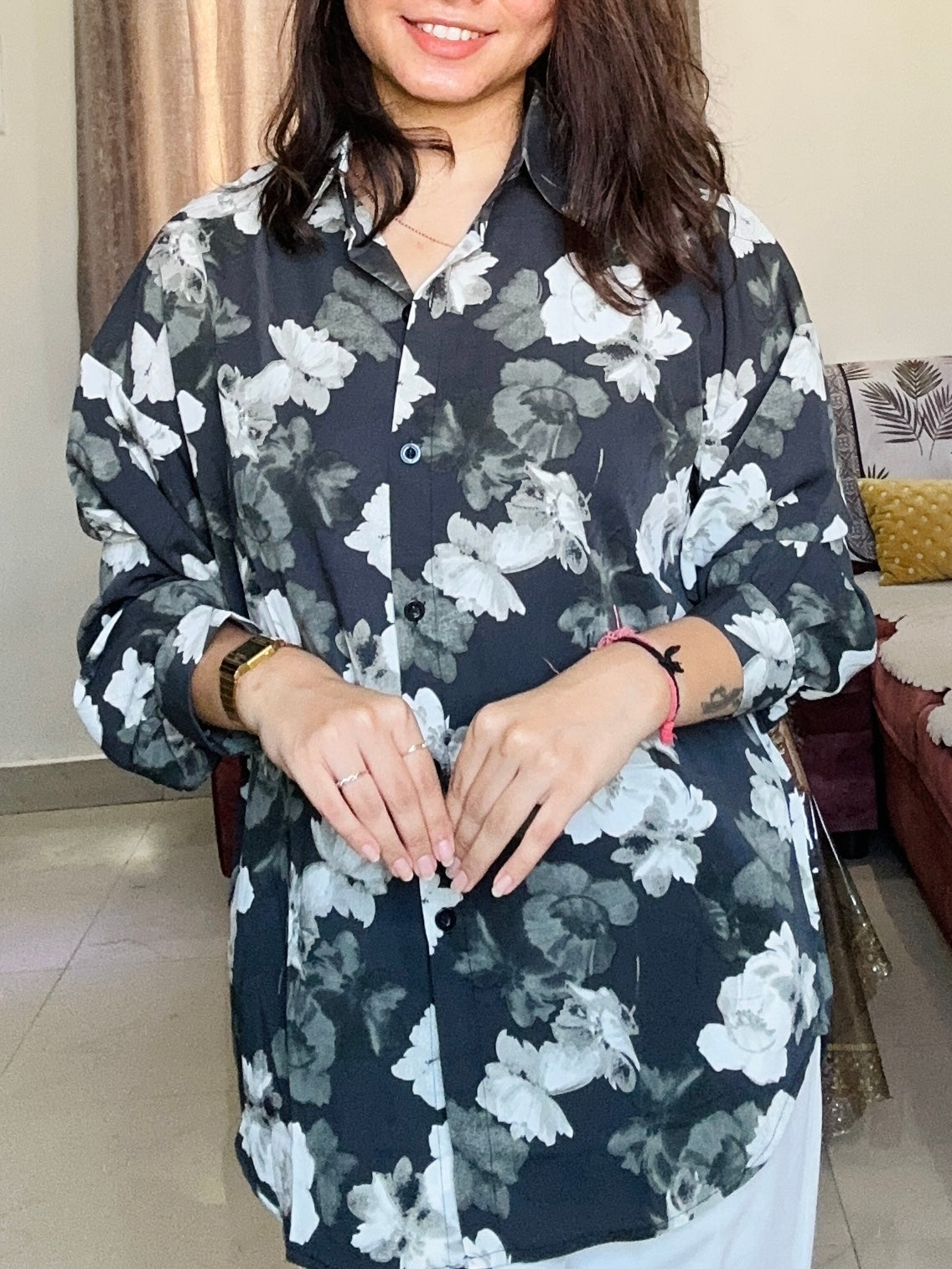 Noir Bloom Oversized Shirt