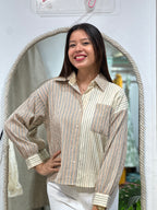 Contrast Panel Striped Shirt