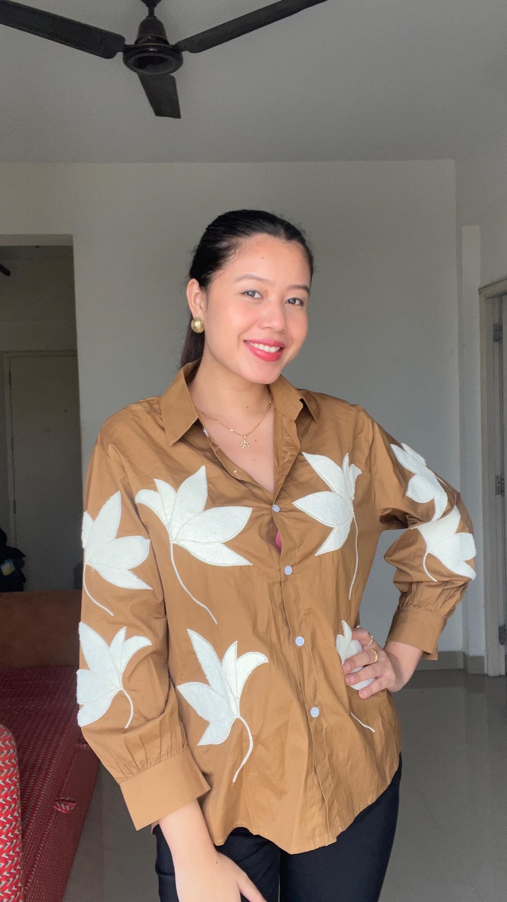 Ochre Earth Appliqué Shirt