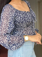 The Navy Leopard Smock Blouse