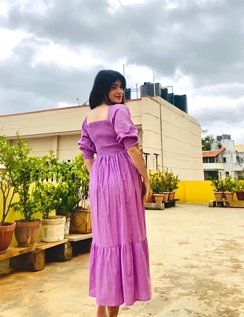Lilac Bloom Smocked Maxi Dress