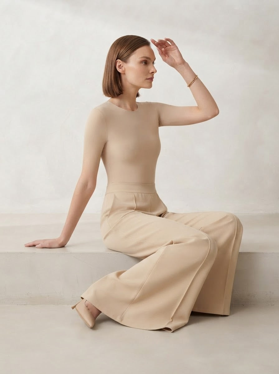 Beige Flared Pants