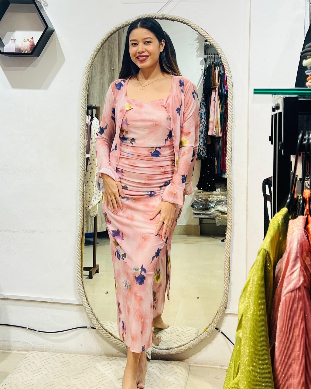 Premium Petal Mesh Layered Dress
