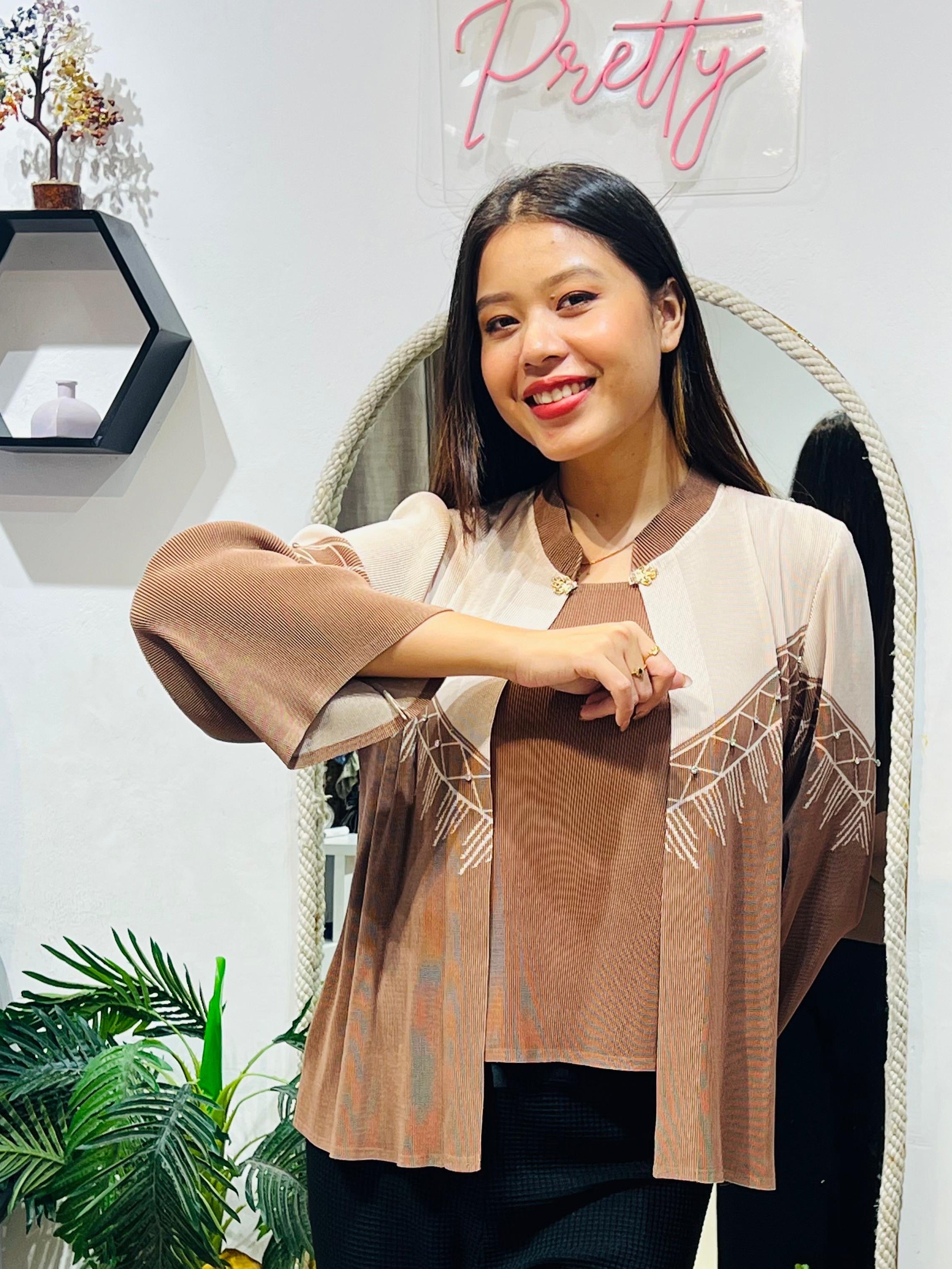 Elara Pleated Overlay Top