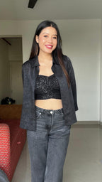 Midnight Marble Relaxed Fit Overshirt – Charred Black