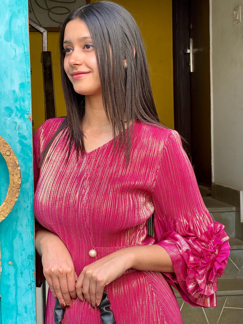 Irene Metallic Co-ord Set- Pink