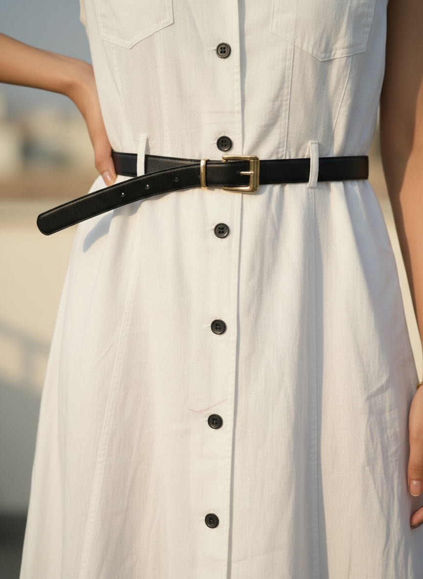 Linen Shirt Dress with Belt
