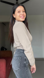 Chic Wrap-Style Blazer Crop Top