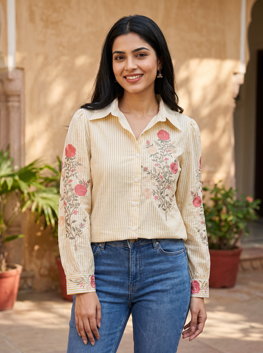 Striped Embroidered Shirt