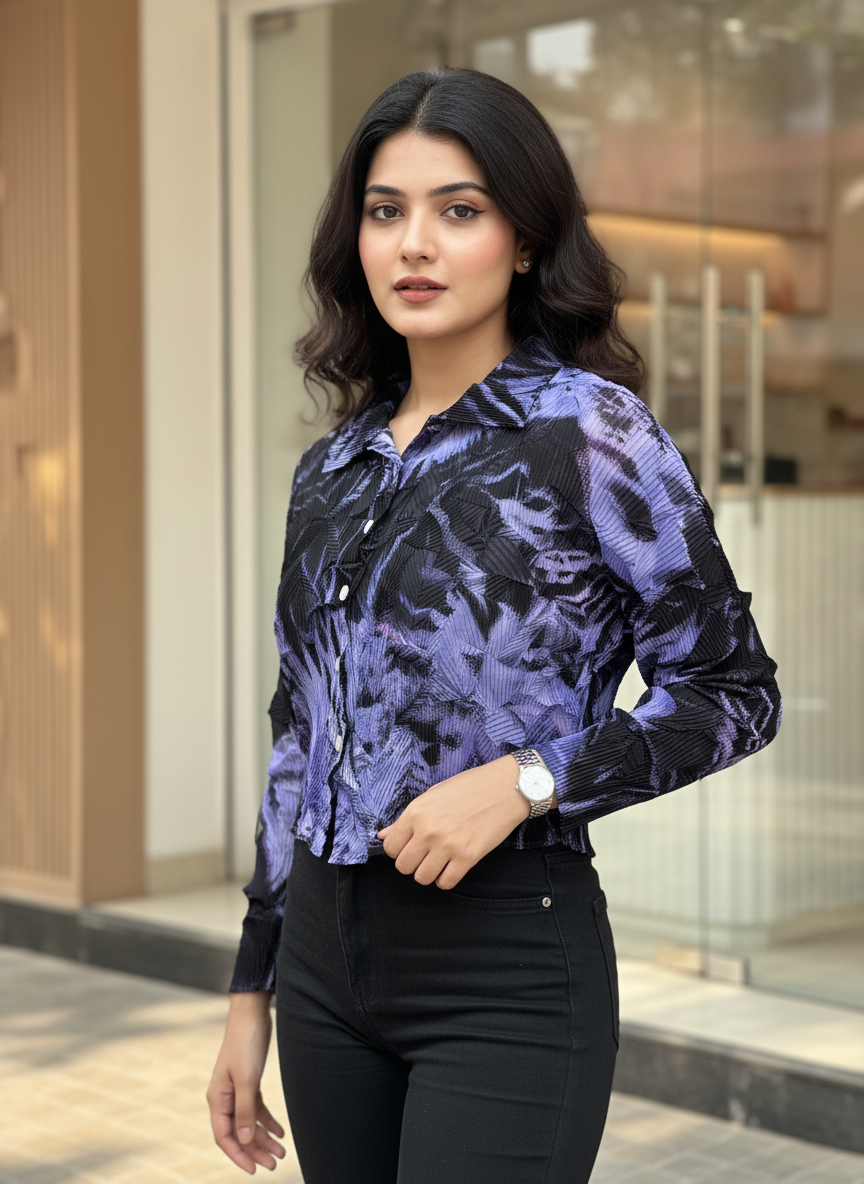 Violet Crinkled Top