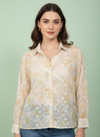 Pastel Sheer Button-Down