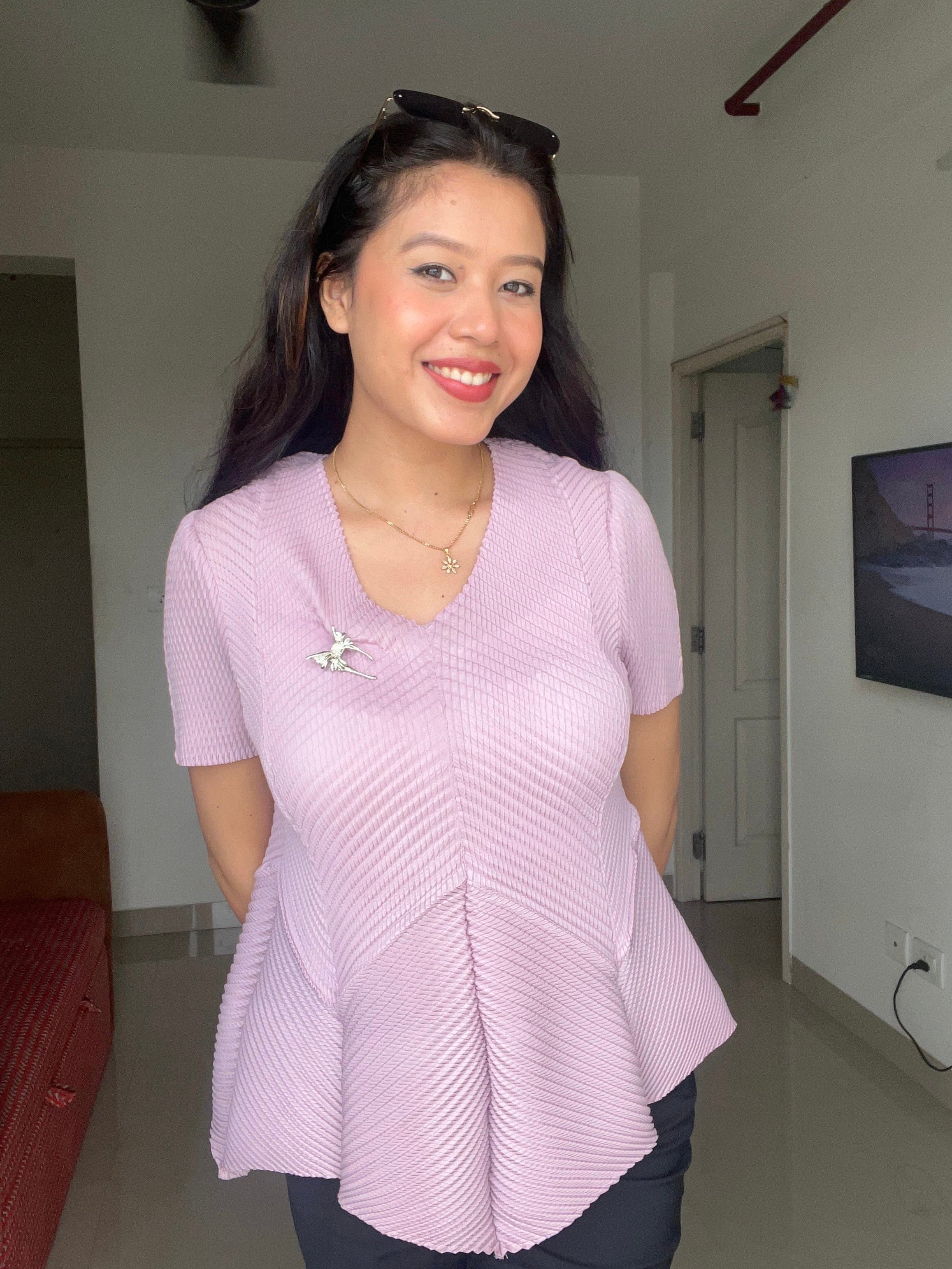 Lilac Textured Peplum Top