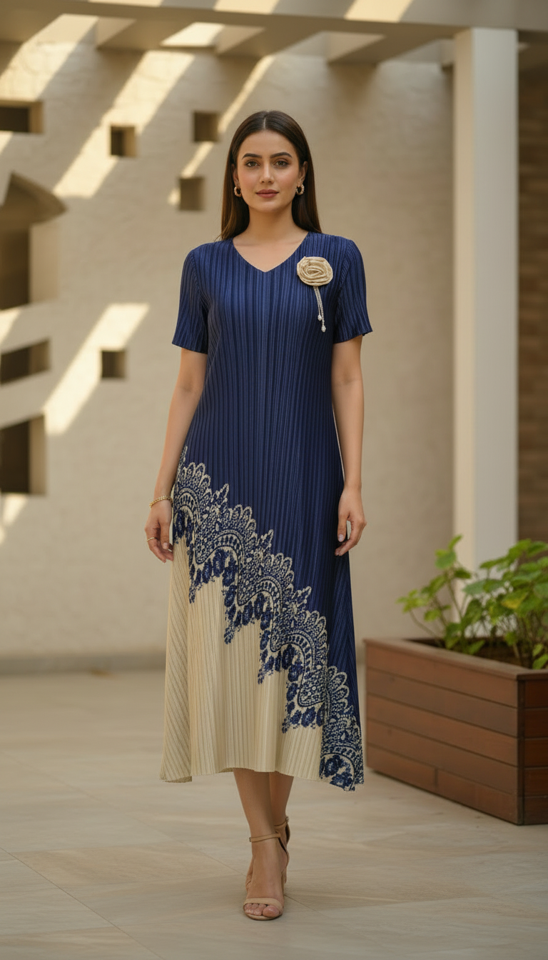 Oviya Pleated Midi Dress