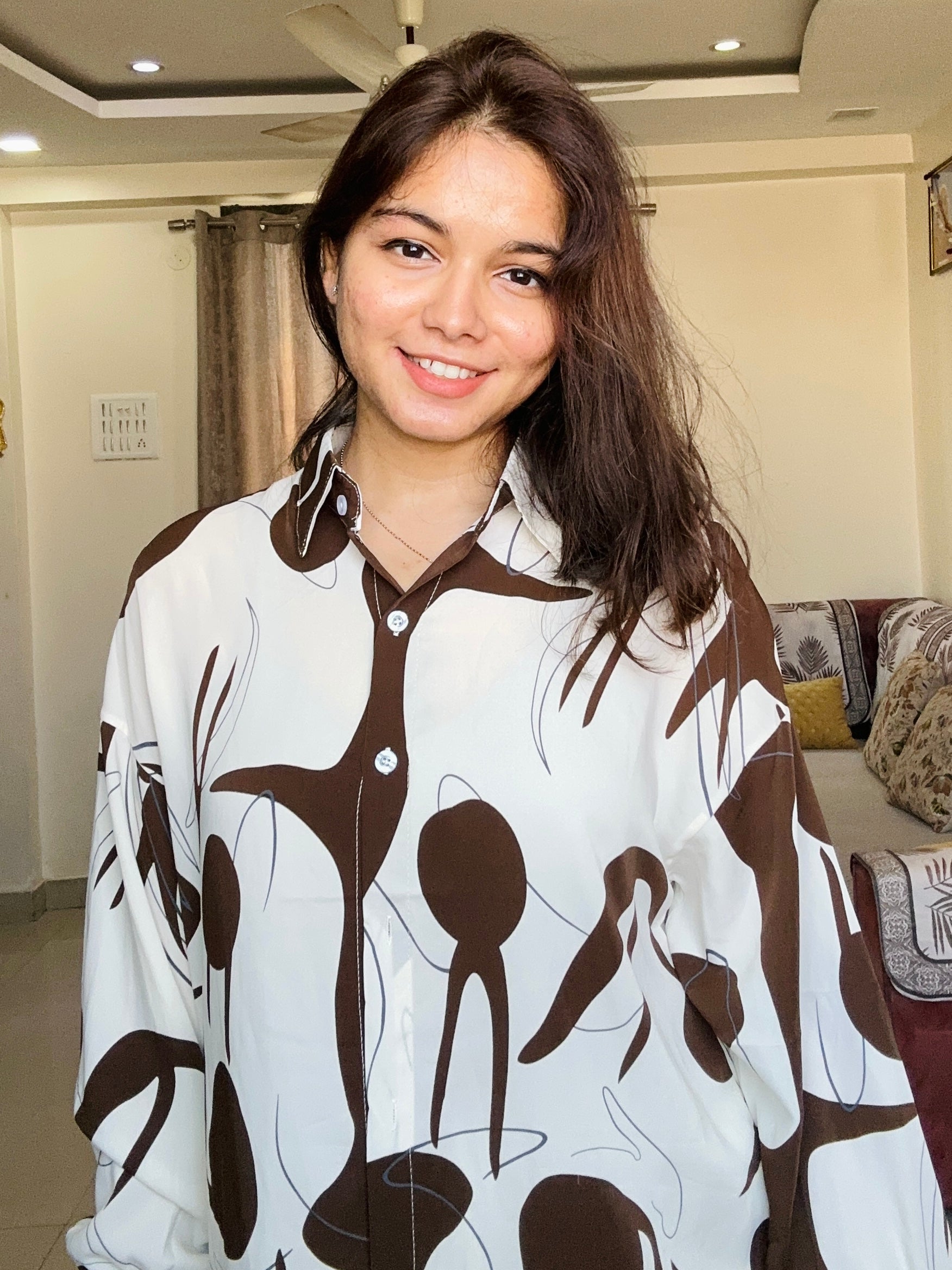 Mocha Abstract Oversized Shirt