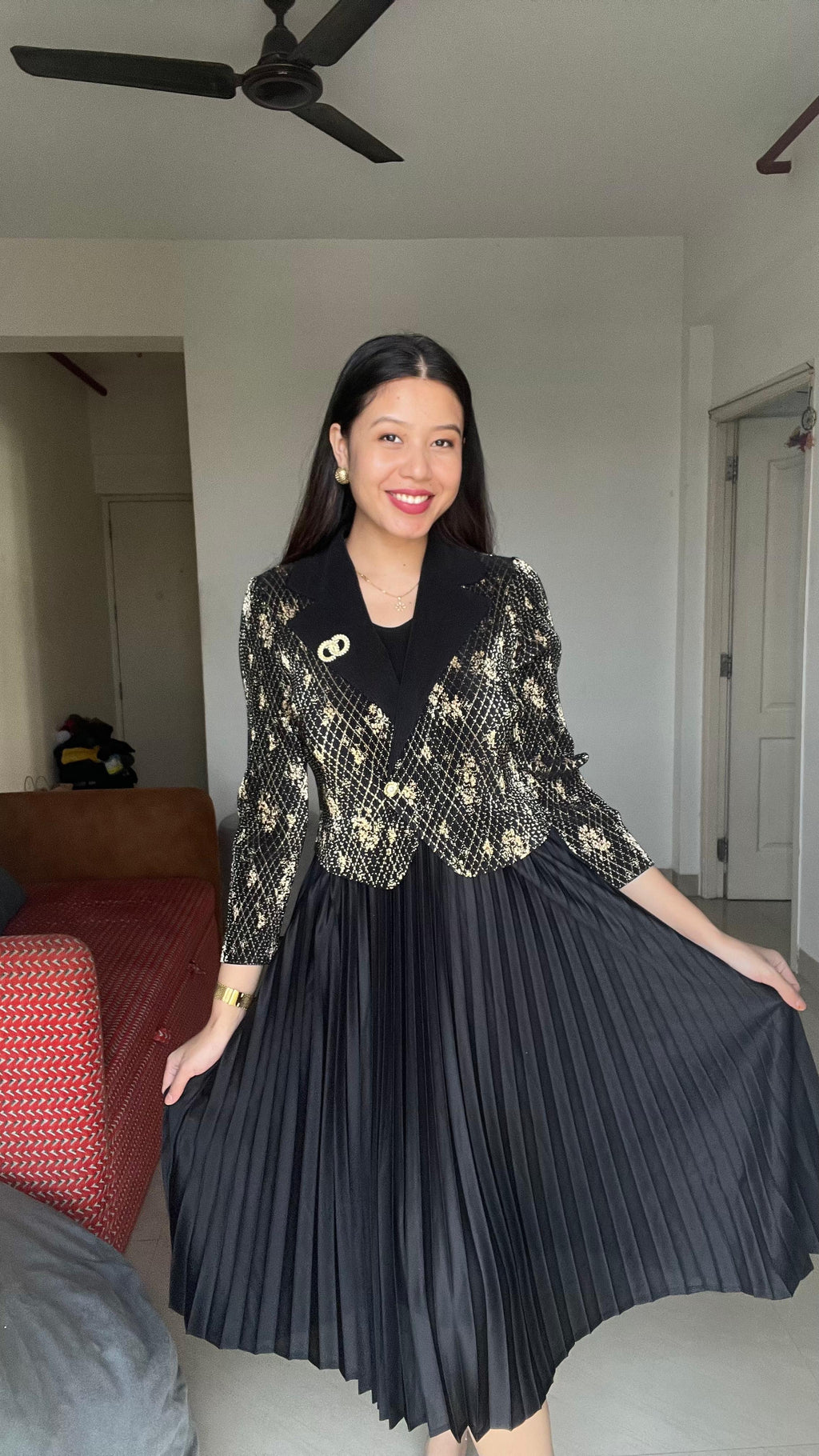 NOIRÉ Luxe Pleated Dress