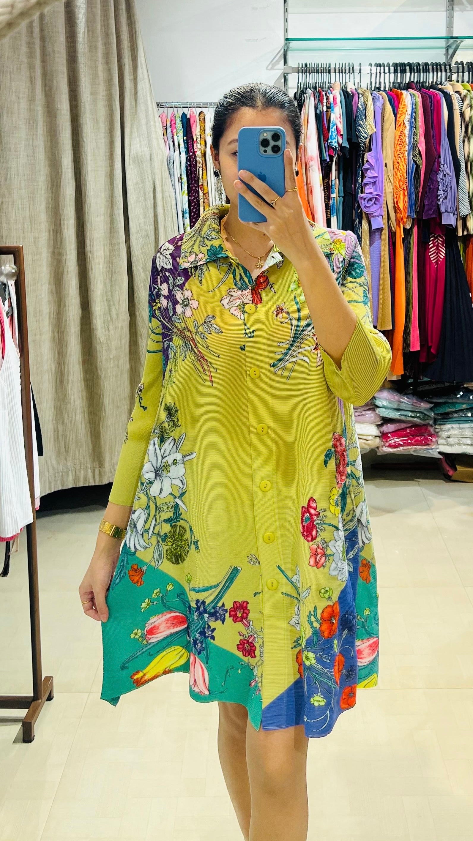 Ria Floral Dress/ Long Top- Green