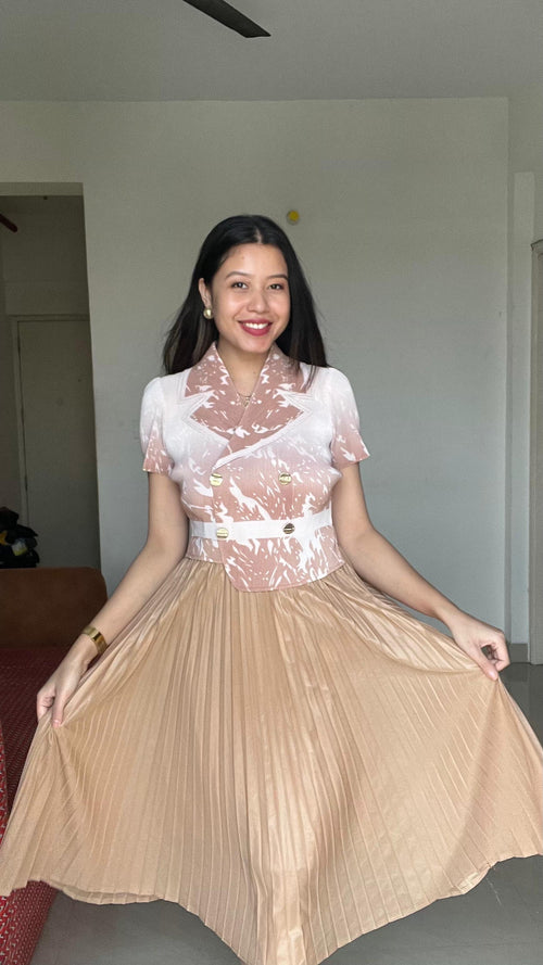 AMÉLIE Soft Blush Pleated dress