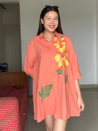 Tropical Bloom Oversized Shirt Dress