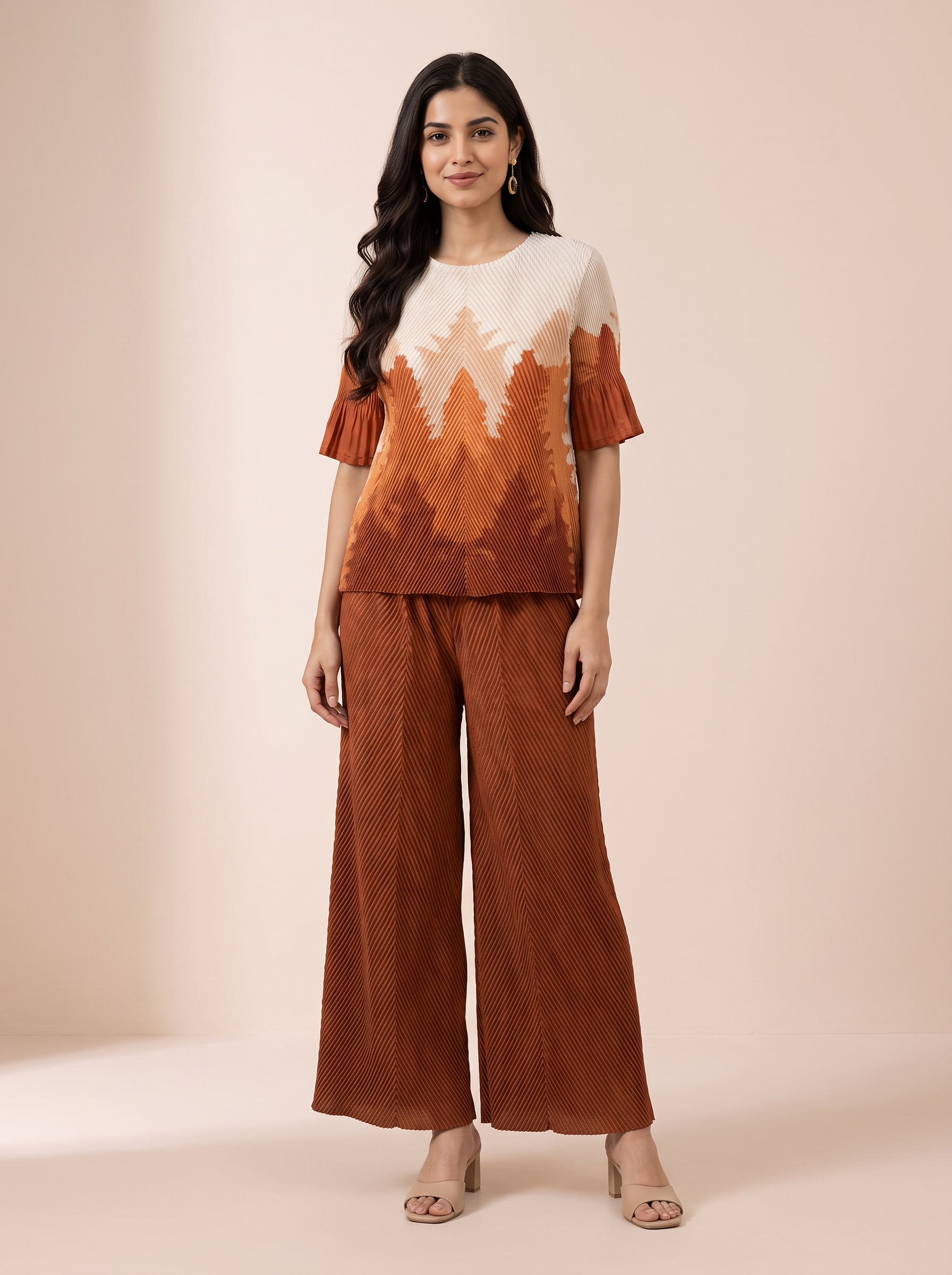 Rust Pleated Set