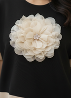 Camellia 3D Floral Pleated Blouse