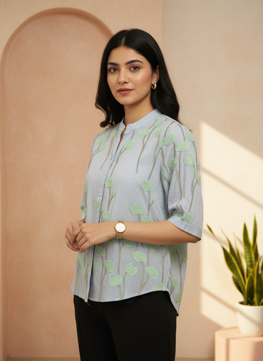 Pistachio Stem Corded Blouse