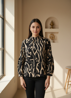 The Abstract Muse High-Neck Blouse