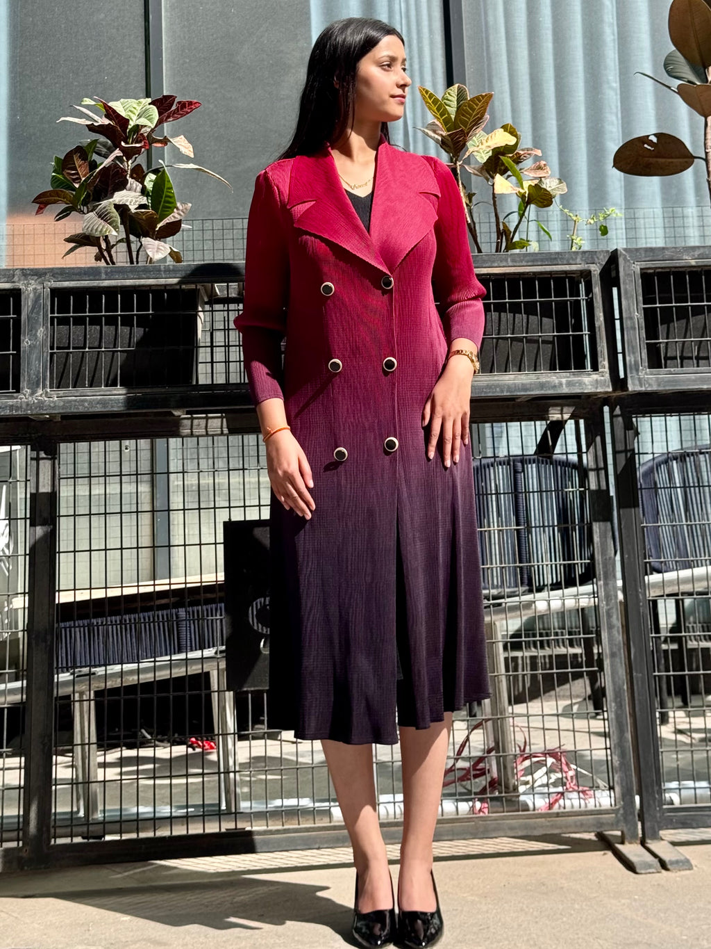 Jade Shaded Blazer Dress- Red