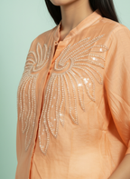 The Seraphina Beaded Blouse – Sunset Peach