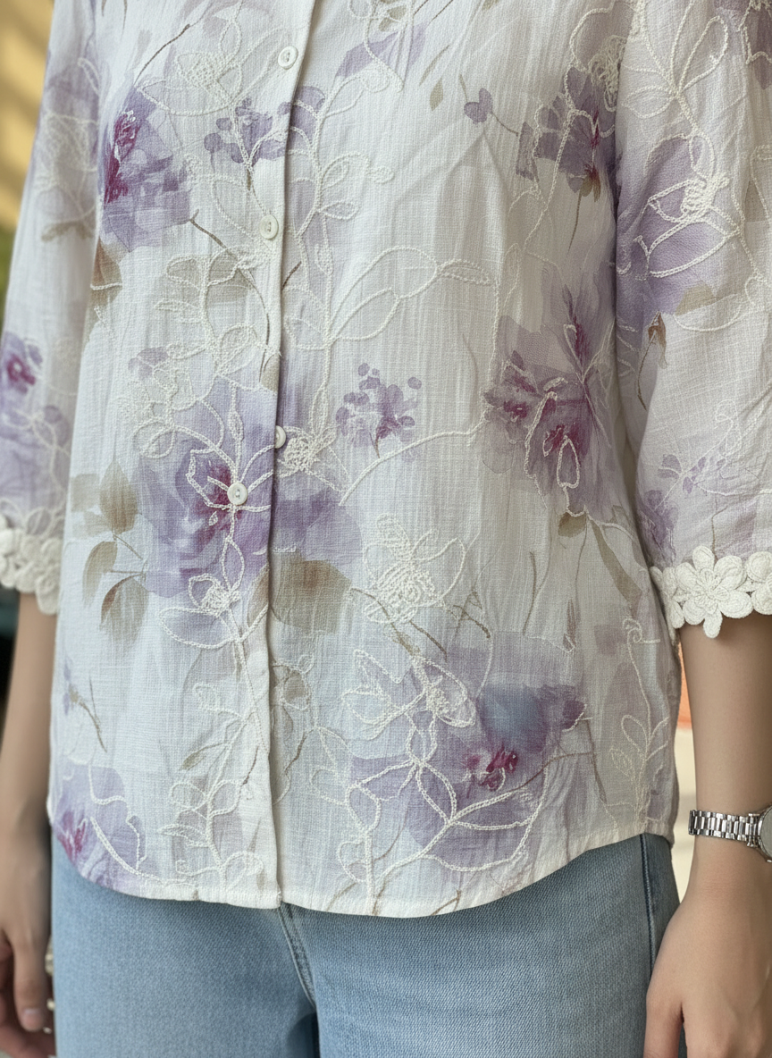 Floral linen Silk shirt