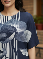 Monochrome Bloom Pleated Top