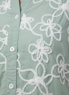 Pastel Aqua Embroidered Button-Down