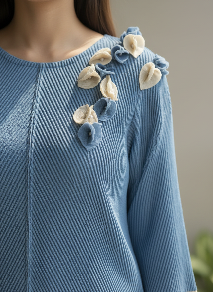 Azure Petal Pleated Co-ord Set