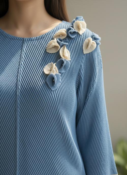 Azure Petal Pleated Co-ord Set