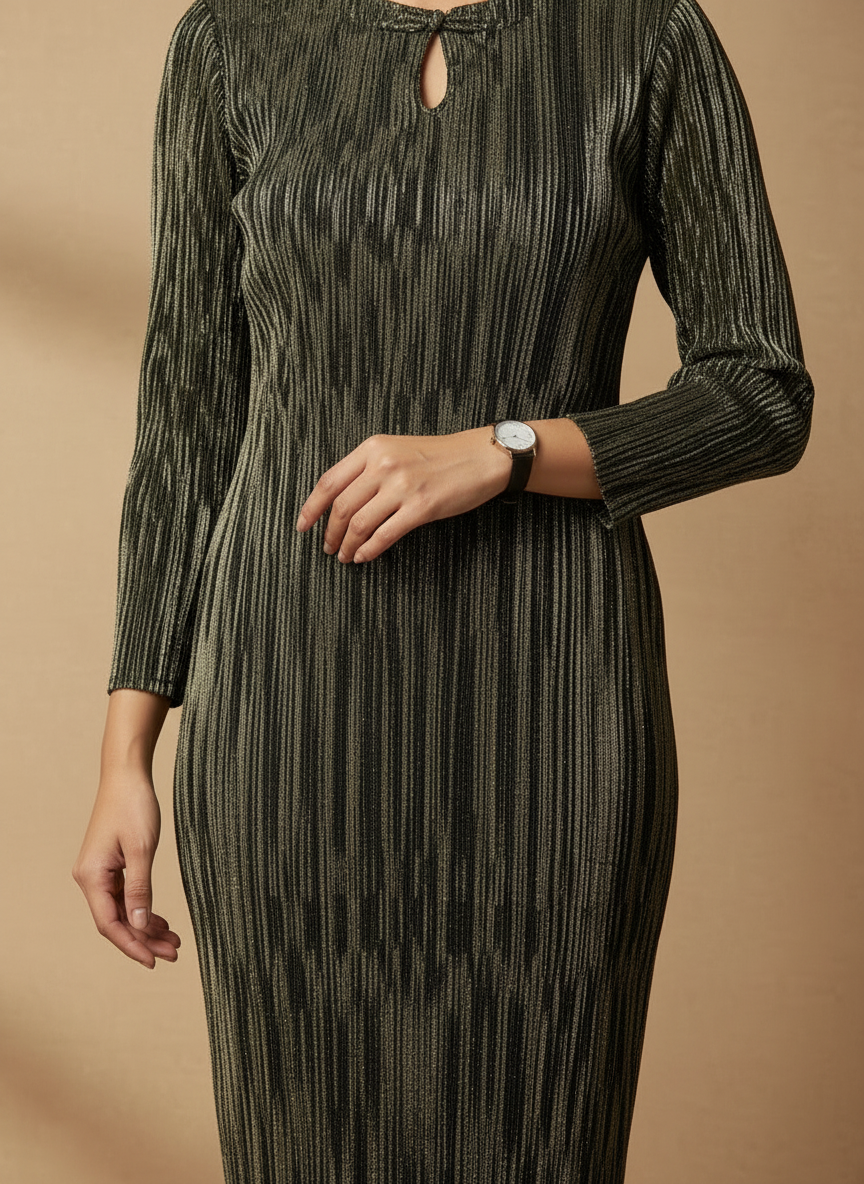 Tia Metallic Dress- Gold