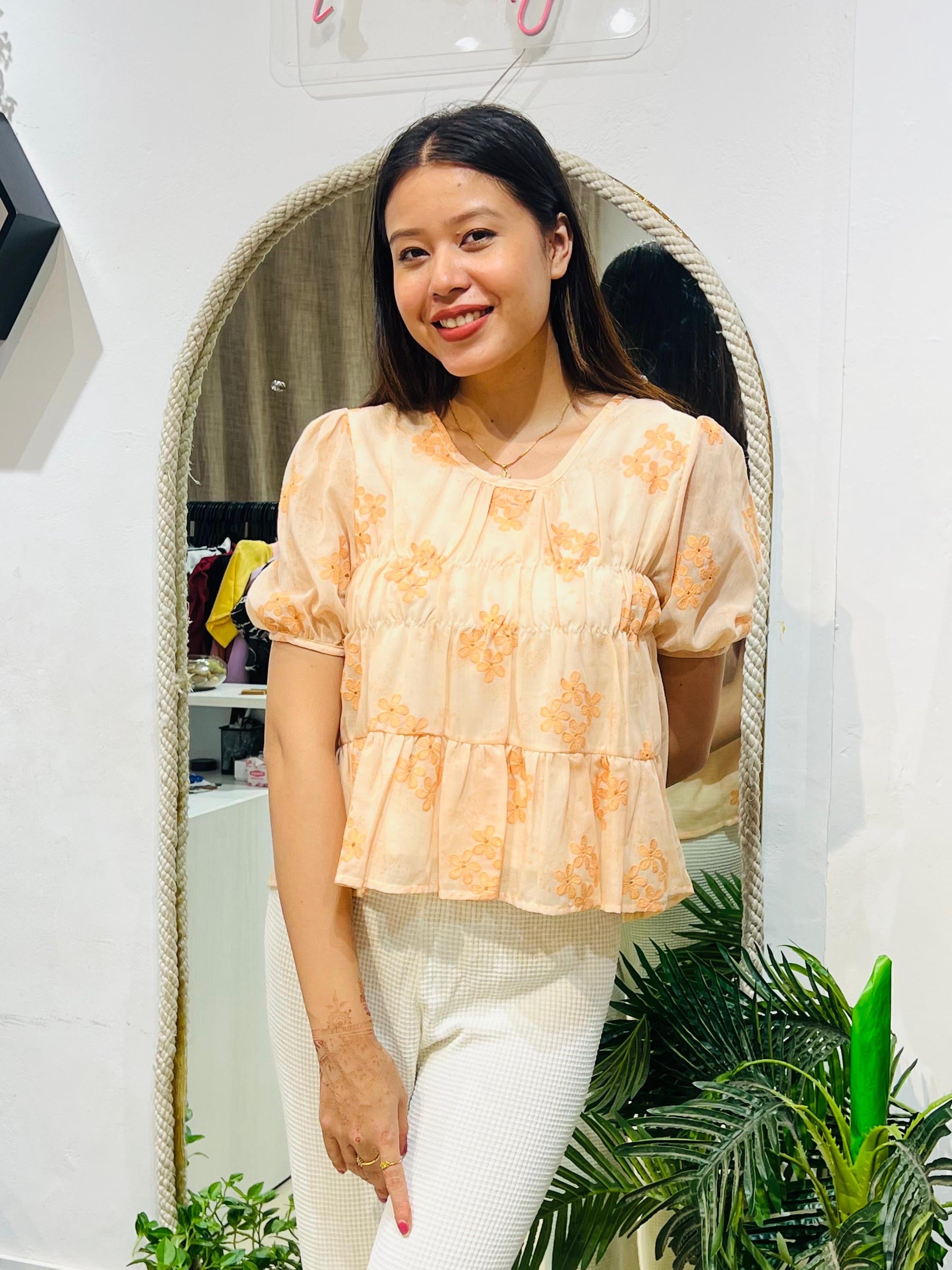 Apricot Sorbet Peplum Top