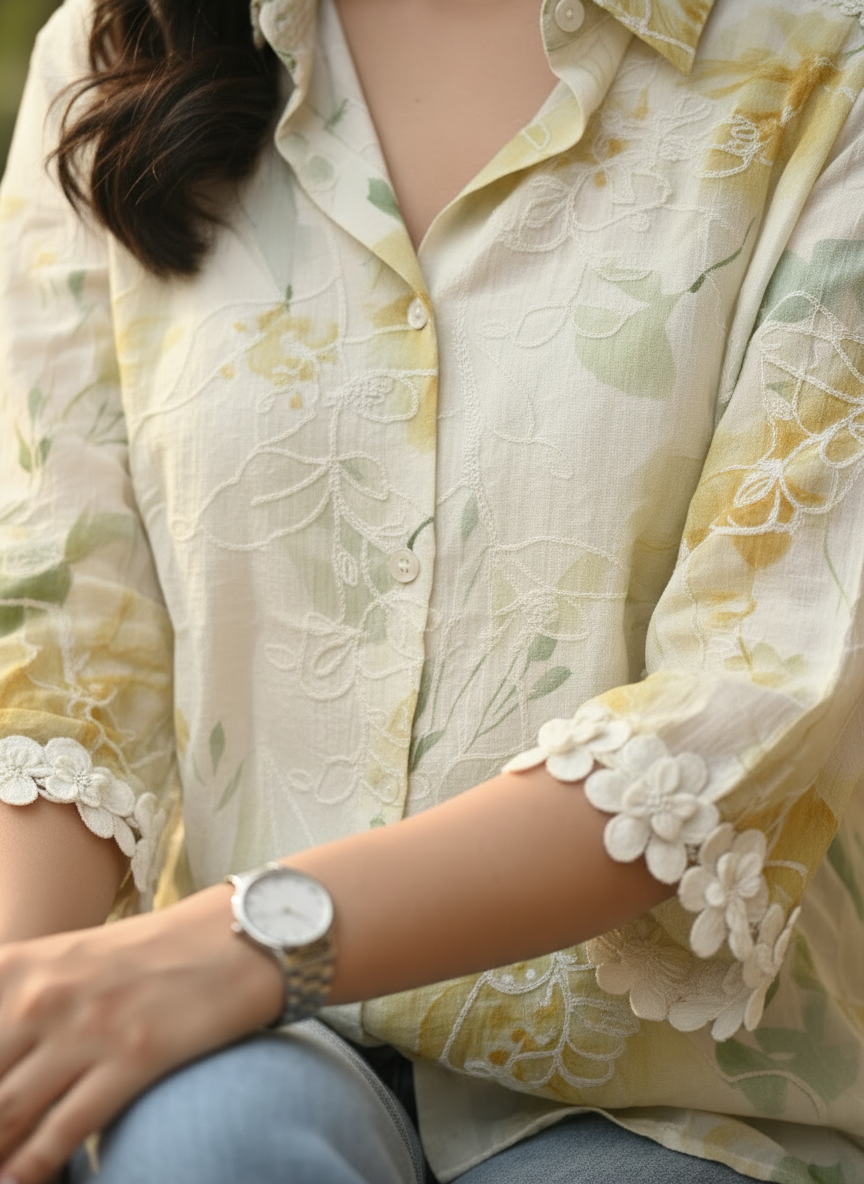 Floral linen Silk shirt