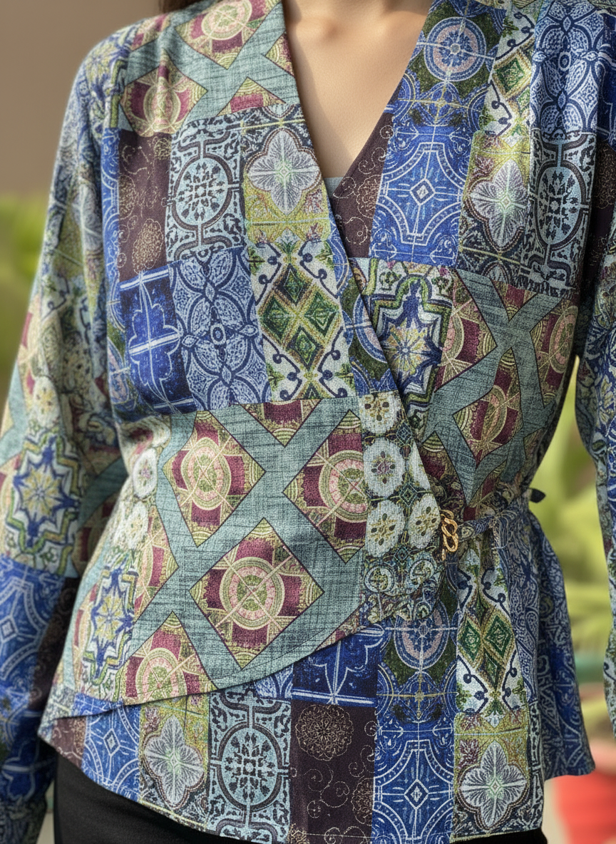 Mosaic Muse Wrap Top