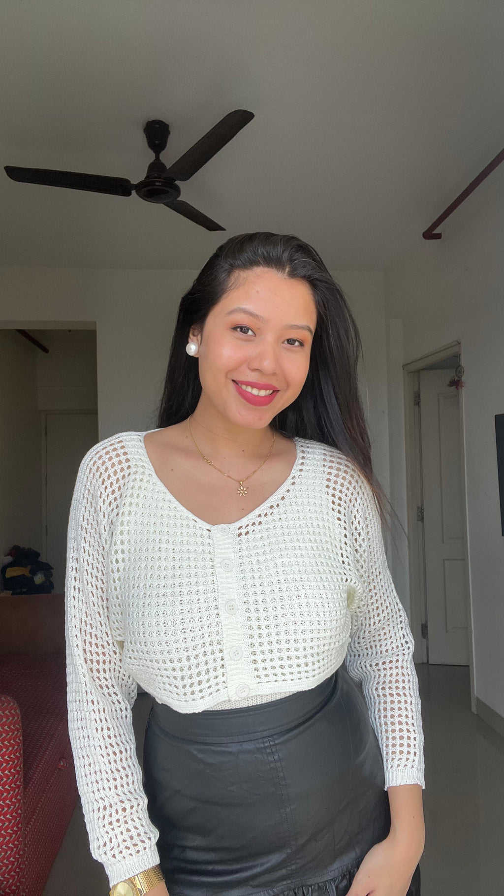 AURA Crochet Buttoned Cardigan