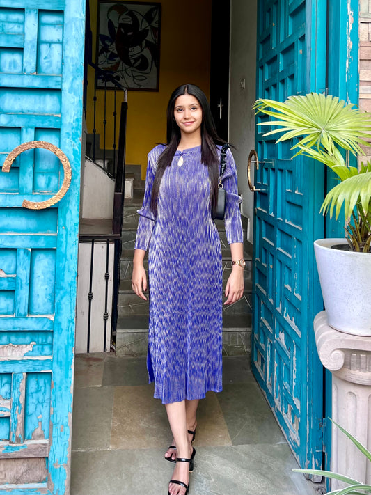 Tia Metallic Dress- Violet
