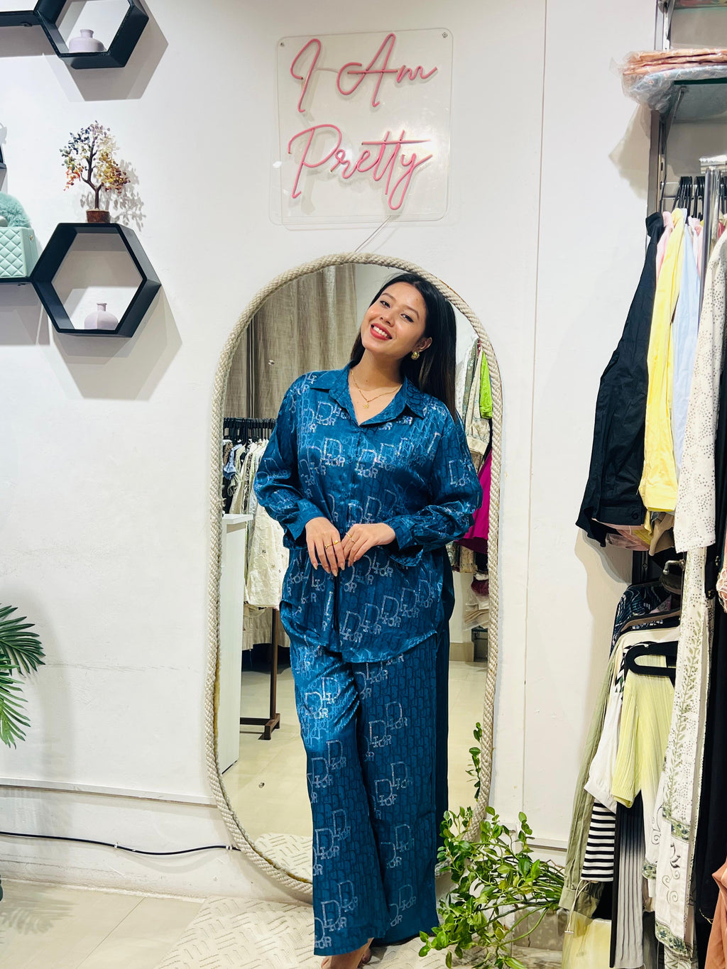 The Midnight Azure Monogram Luxe Coord Set