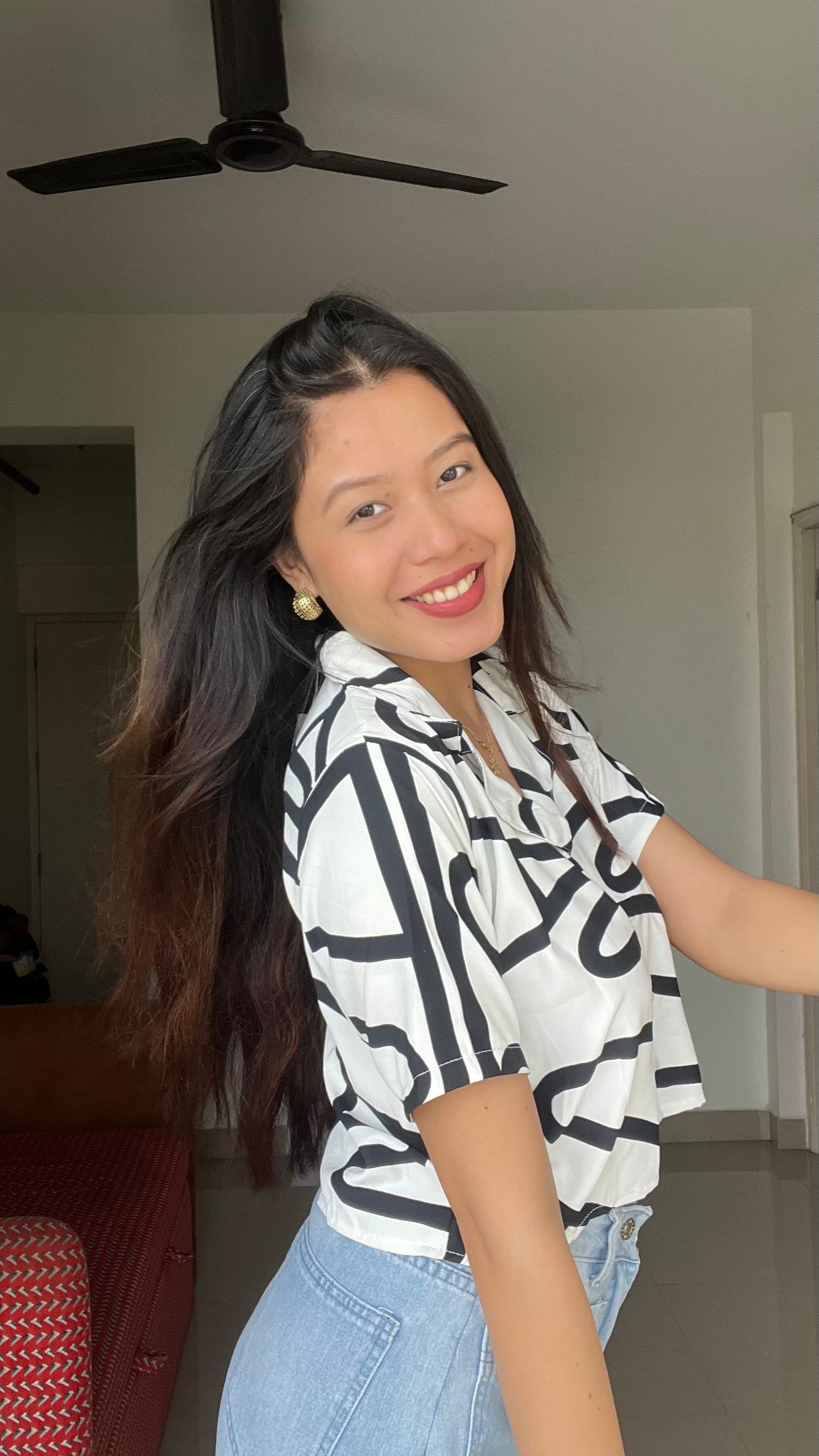 Noir Eclipse Abstract Crop Shirt