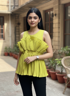 Neon Pleated Peplum Top