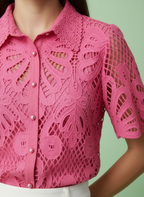 Fuchsia Meadow Eyelet Lace Blouse