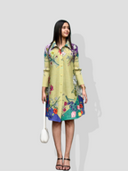 Ria Floral Dress/ Long Top- Green