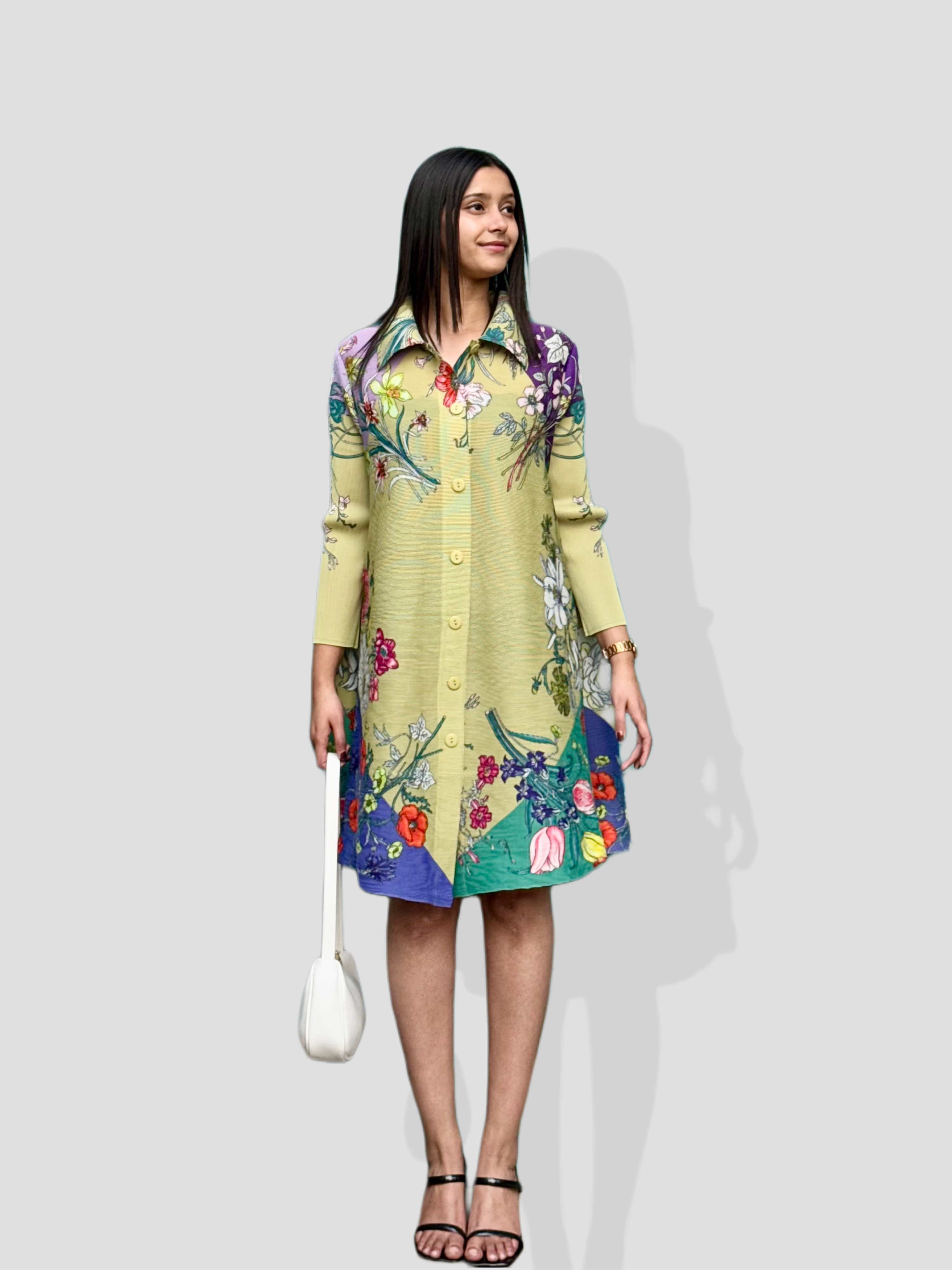 Ria Floral Dress/ Long Top- Green