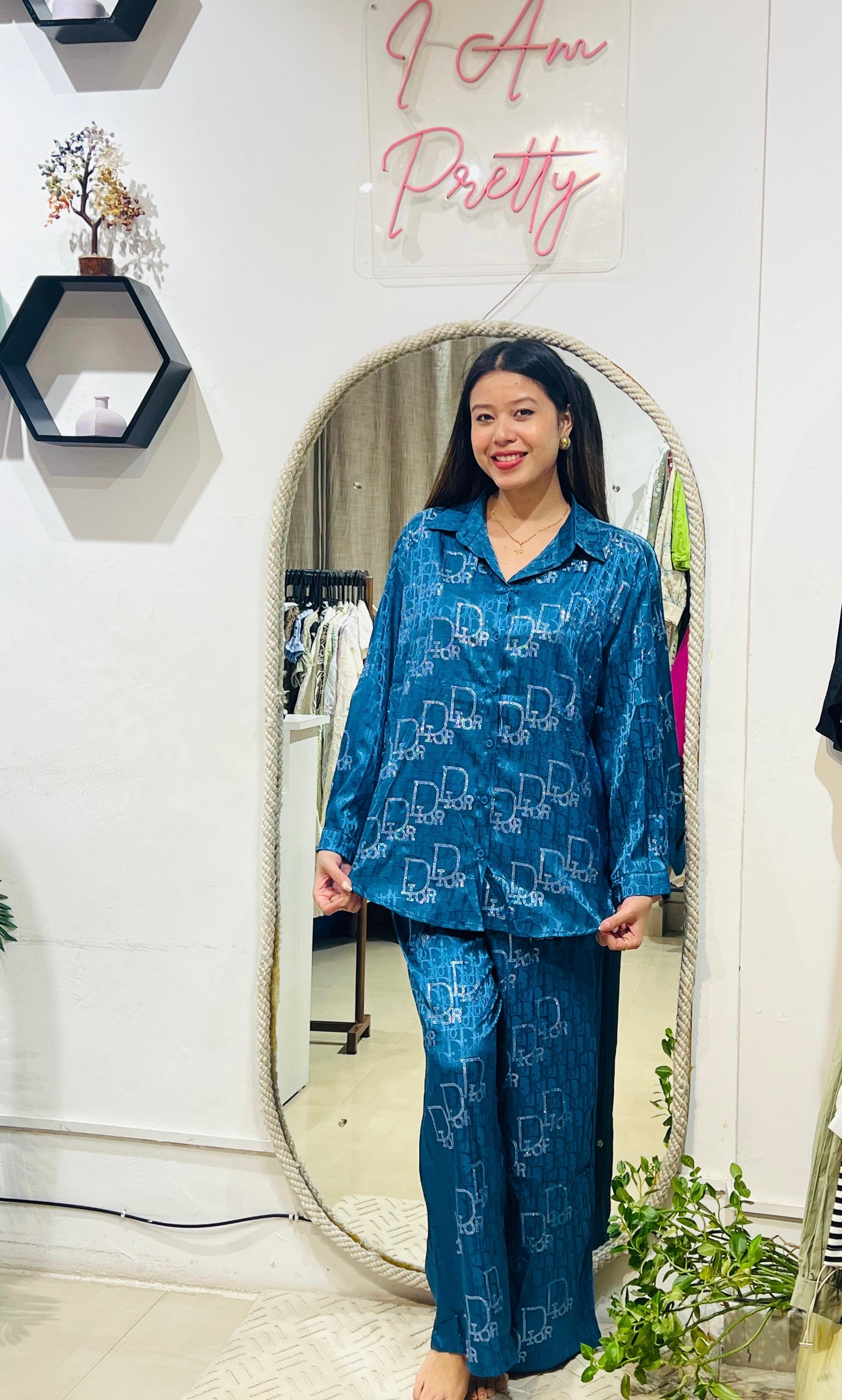The Midnight Azure Monogram Luxe Coord Set